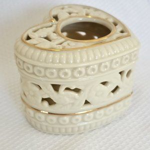 2002 Partylite Thank You From The Heart Tea Light Holder 3" toile gold lined